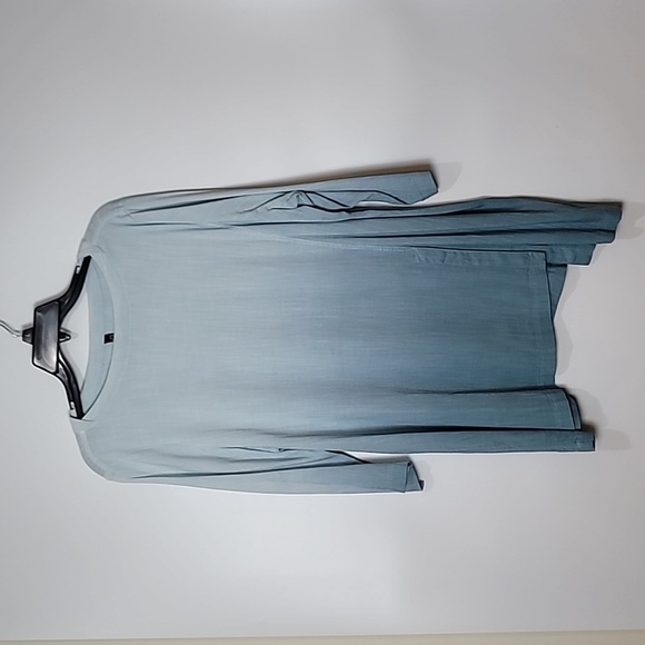 by JJ Ombre Asymmetrical Tunic Linen Look in 3 Shades of Blue 3/4 length sleeves - Picture 3 of 17